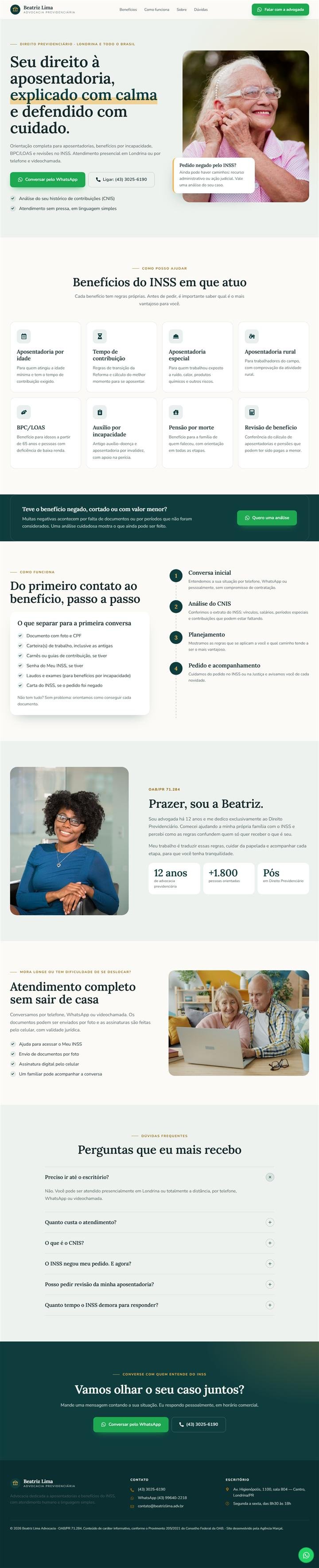 Página Beatriz Lima Advocacia Previdenciária