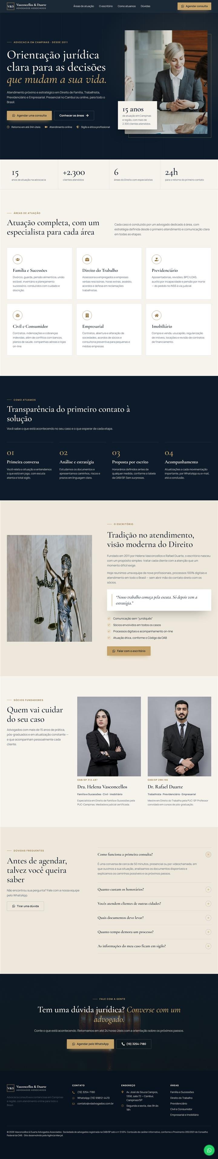 Página Vasconcellos & Duarte Advogados