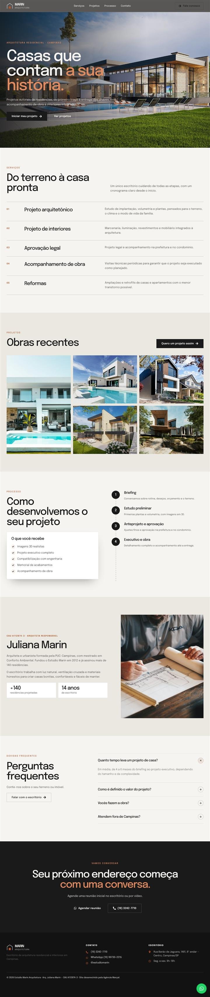 Página Estúdio Marin Arquitetura