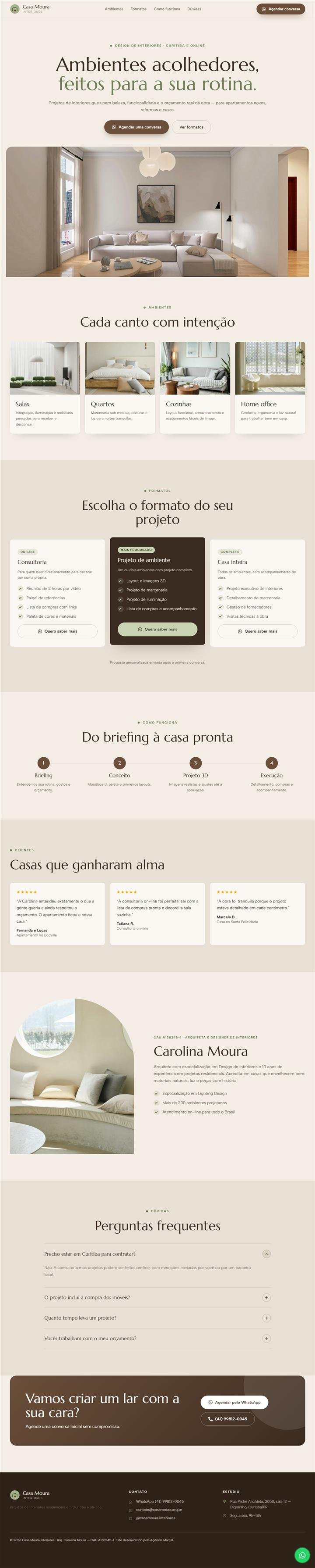 Página Casa Moura Interiores