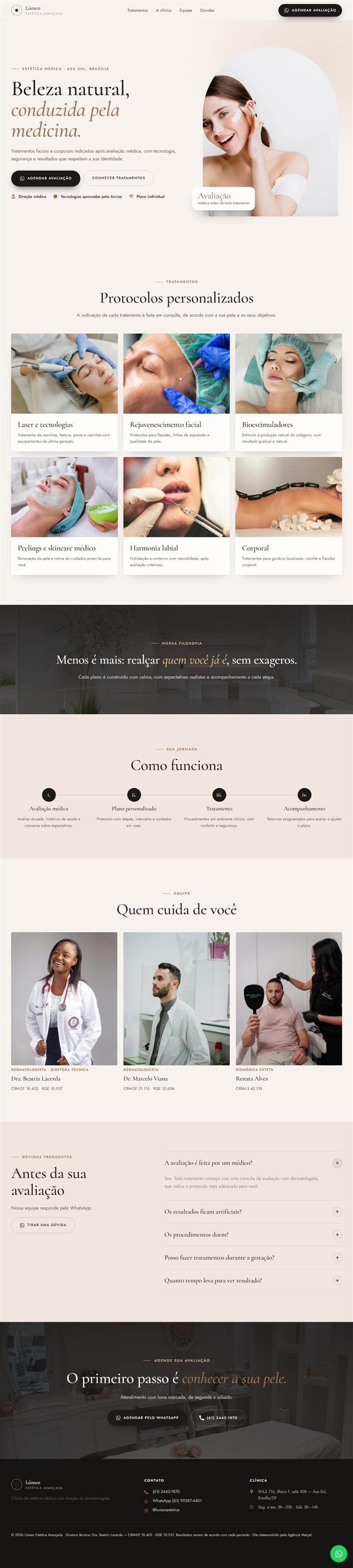 Página Lúmen Estética Avançada