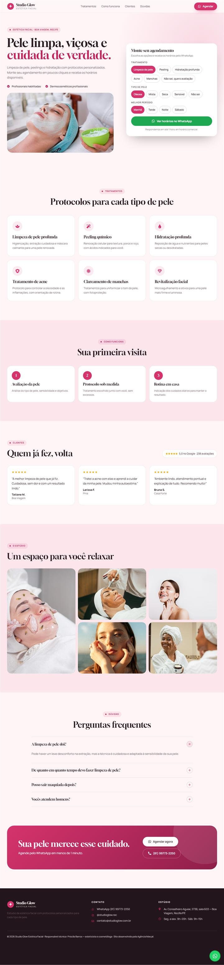 Página Studio Glow — Estética Facial