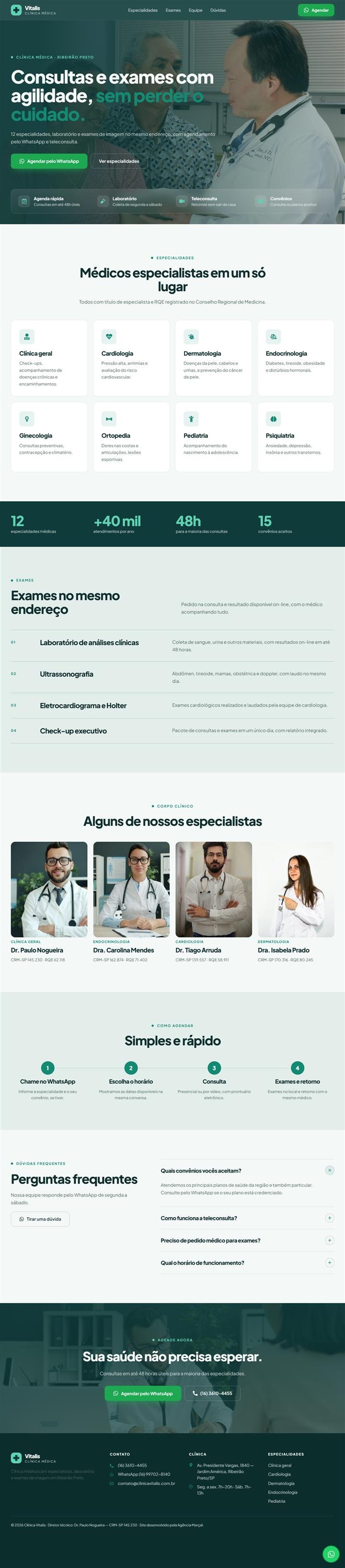 Página Clínica Vitalis — Multiespecialidades