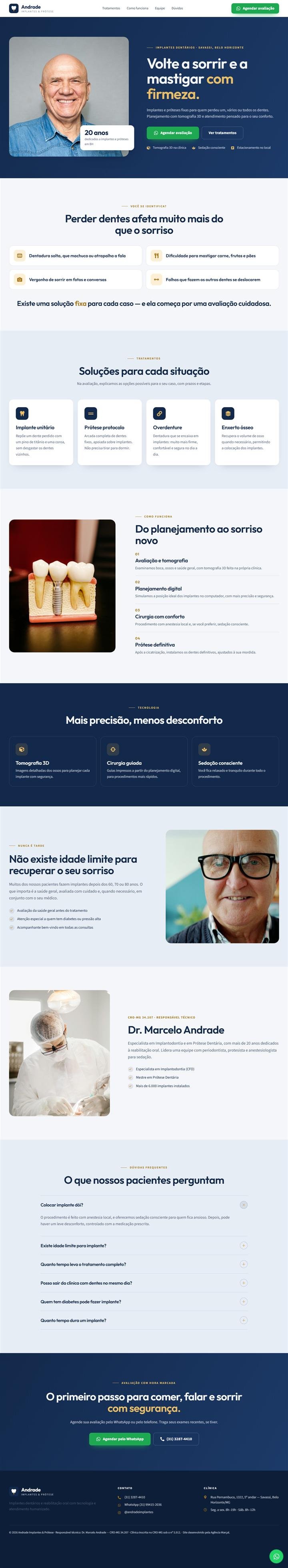 Página Andrade Implantes & Prótese