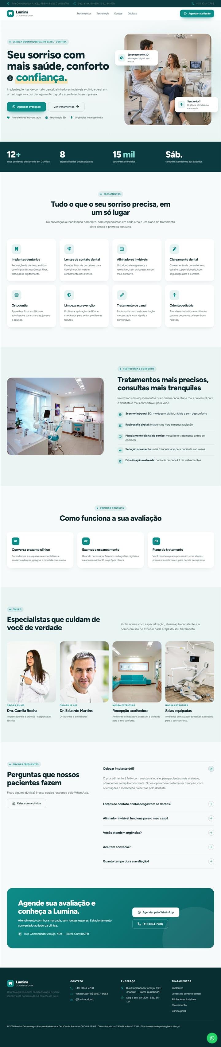 Página Lumina Odontologia