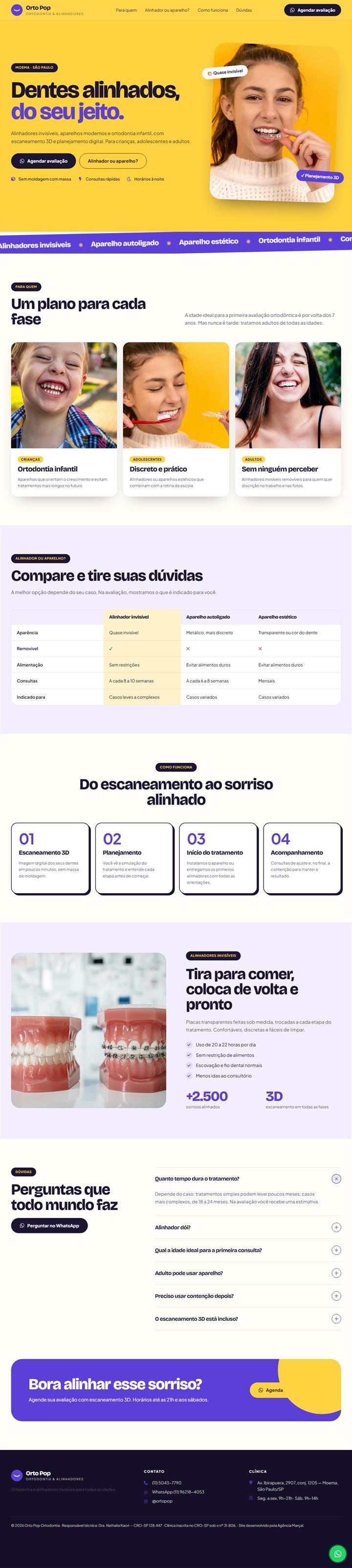 Página Orto Pop — Ortodontia & Alinhadores