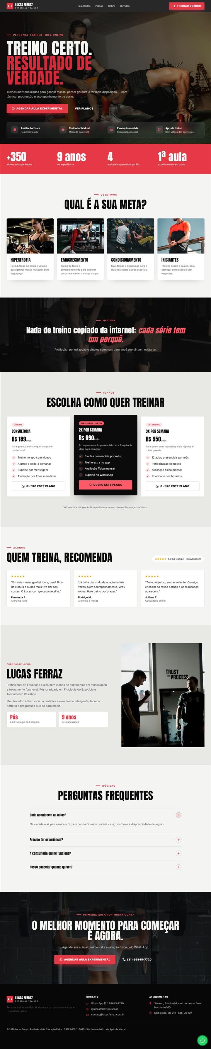 Página Lucas Ferraz — Personal Trainer