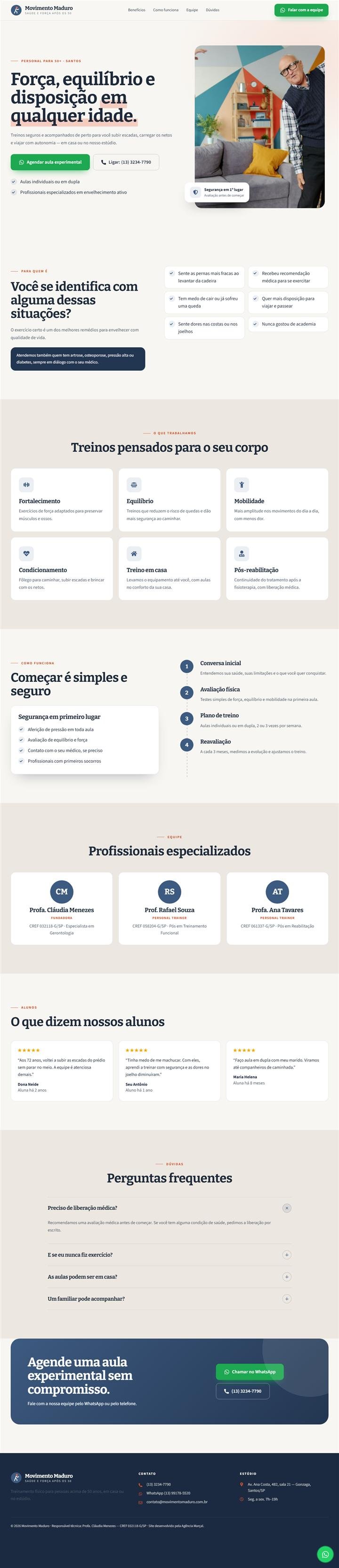 Página Movimento Maduro — Personal 50+