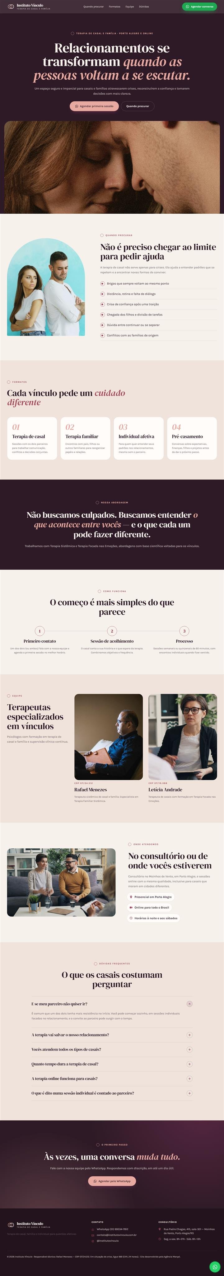 Página Instituto Vínculo — Terapia de Casal