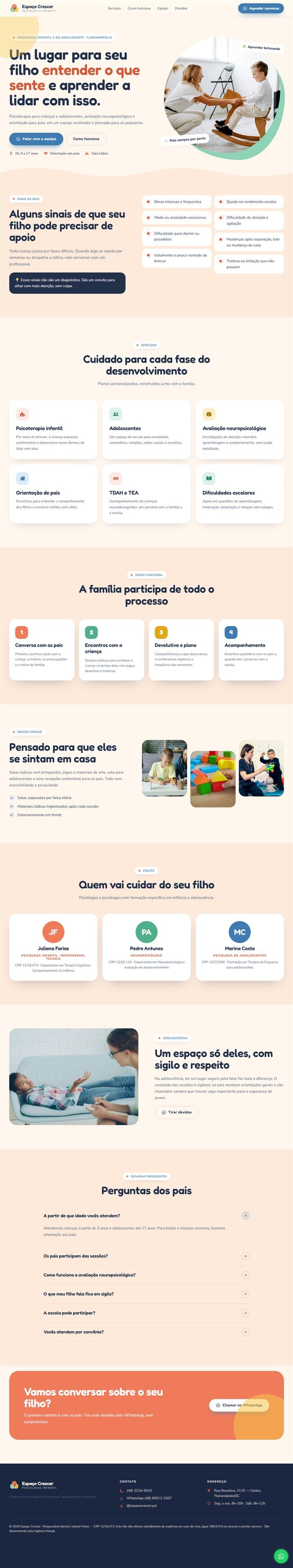 Página Espaço Crescer — Psicologia Infantil