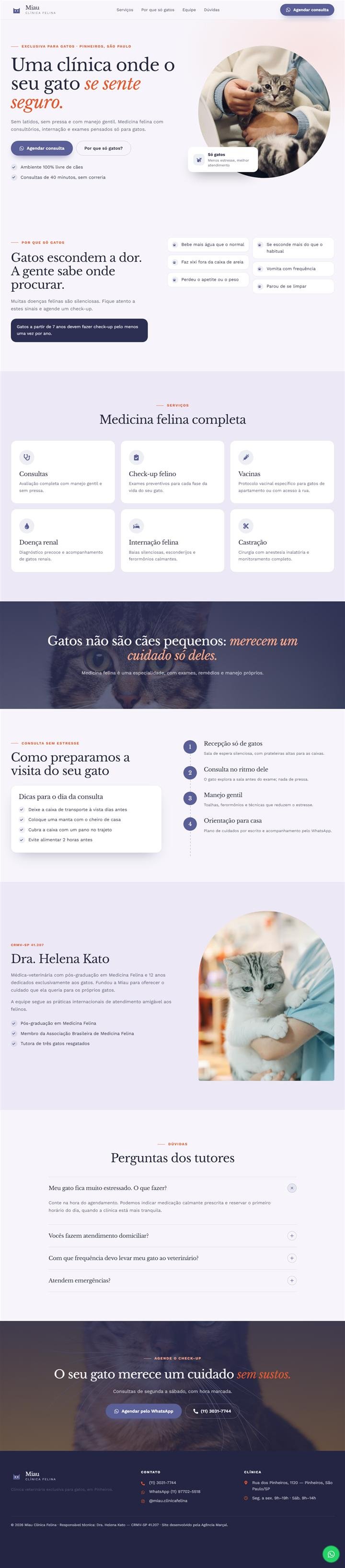 Página Miau — Clínica Felina