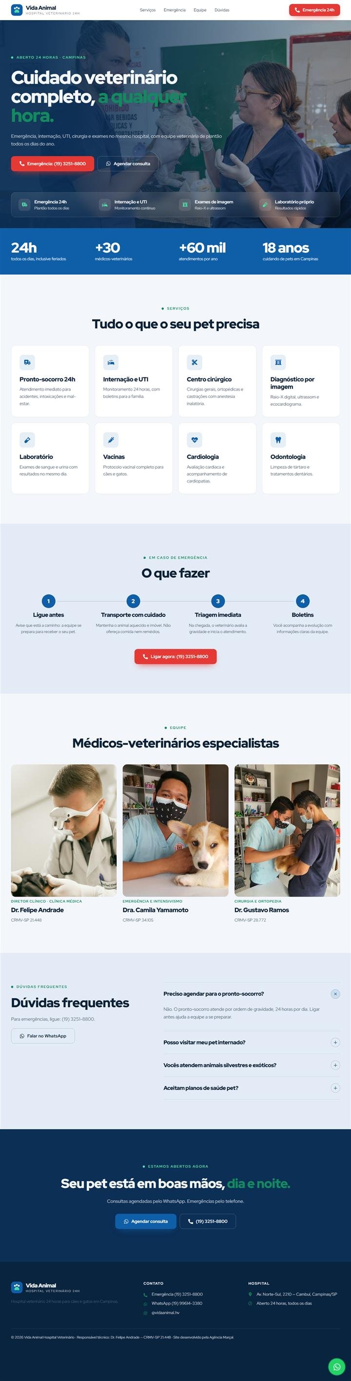 Página Vida Animal — Hospital Veterinário 24h